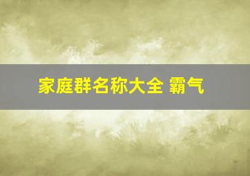 家庭群名称大全 霸气